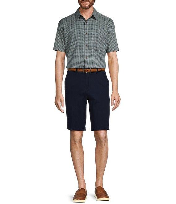 Roundtree & Yorke Short Sleeve Slub Geo Print Sport Shirt Product Image