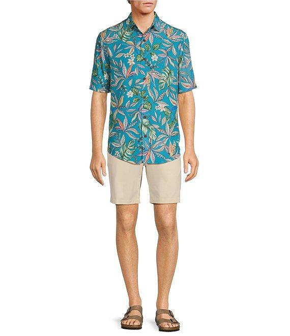 Caribbean Big & Tall Large Floral Print Short Sleeve Woven Shirt Product Image