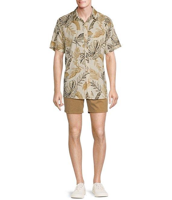 Rowm's Outsider's Oasis Short Sleeve Textured Palm Print Shirt Product Image