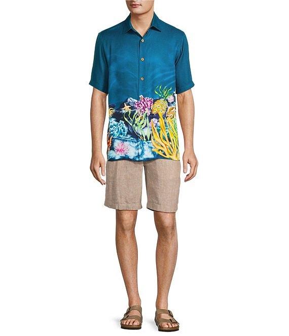 Caribbean Coral Reef Print Short Sleeve Woven Shirt Product Image