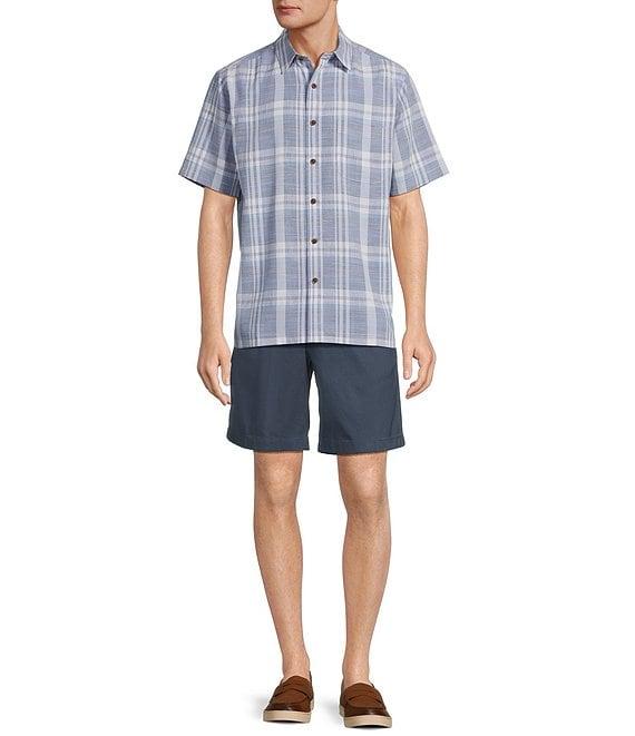 Roundtree & Yorke Short Sleeve Large Plaid Polynosic Sport Shirt Product Image
