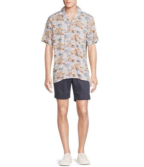 Cremieux Blue Label Island Landscape Print Short Sleeve Woven Camp Shirt Product Image