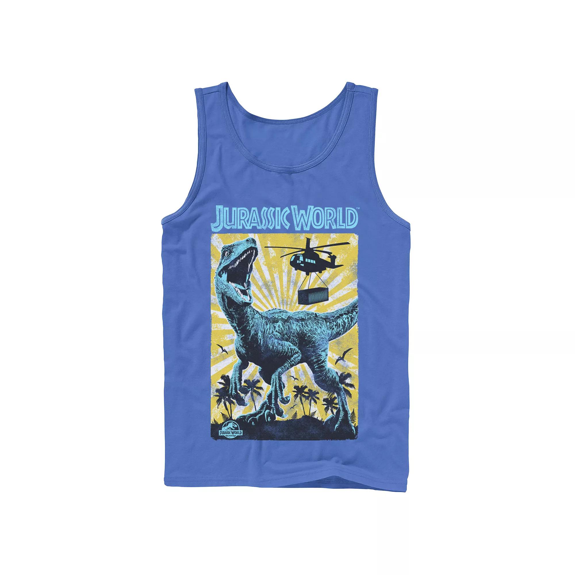Men's Jurassic World T-Rex Color Pop Retro Poster Tank Top,  Product Image