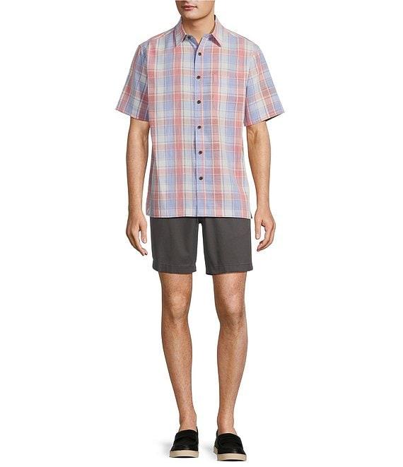 Roundtree & Yorke Short Sleeve Large Plaid Polynosic Sport Shirt Product Image
