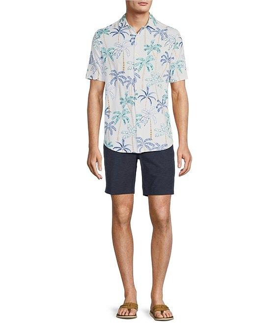 Caribbean Palm Print Performance Stretch Short Sleeve Woven Shirt Product Image