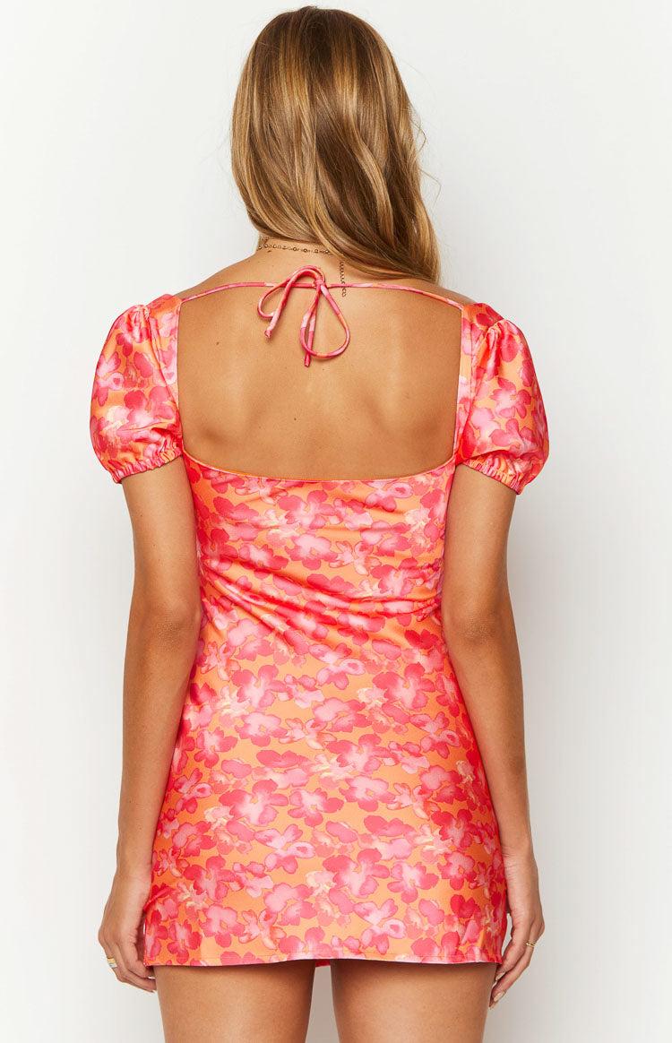 Naya Orange Floral Print Mini Dress Product Image
