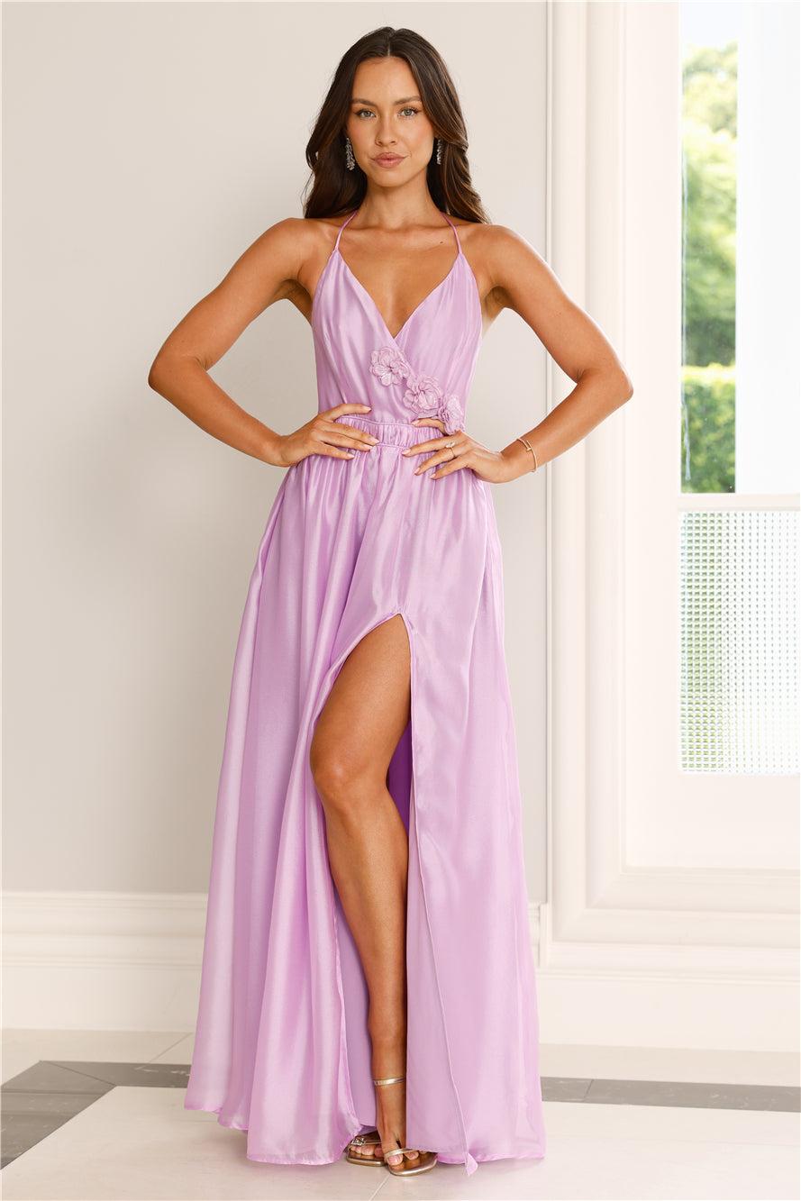 Elegant Delights Halter Maxi Dress Purple Product Image