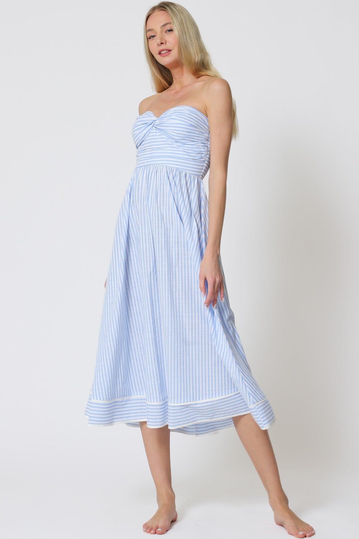 Nautical Strapless Midi Dress Product Image