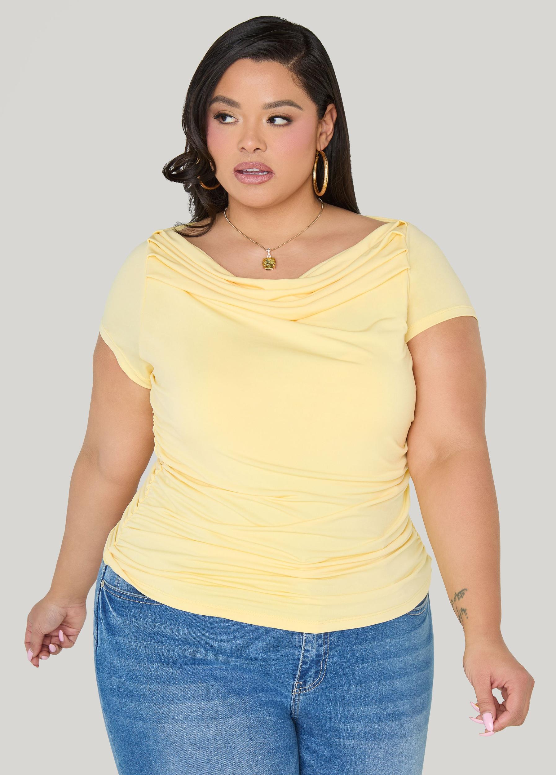 Ruched Cowl Neck Top Product Image