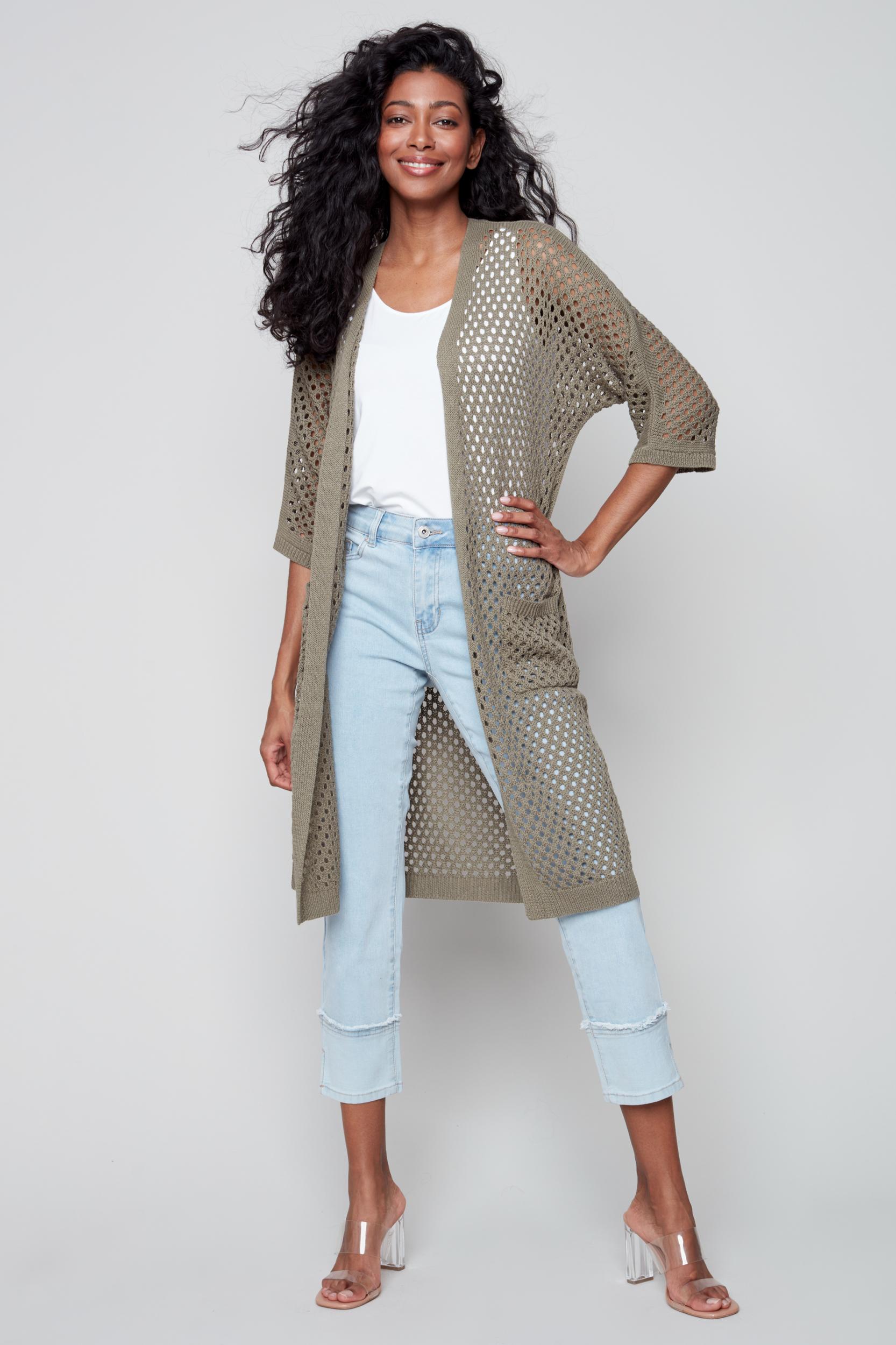 Pointelle Knit Cardigan Product Image