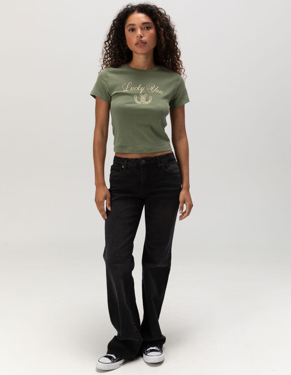 FULL TILT Lucky You Womens Tee - GREEN Product Image