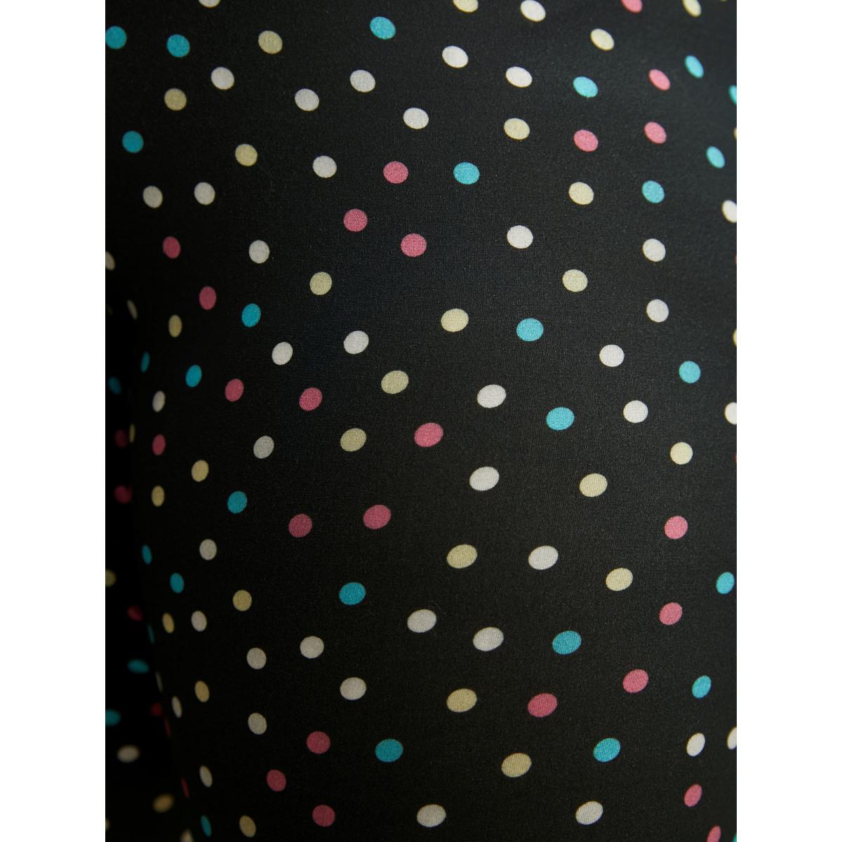 Plus Size Color Polka Dot Mid Rise Skinny Leggings Women Black At the Office Medium stretch Skinny Mid Rise Office Leggings BloomChic 26/4X Product Image