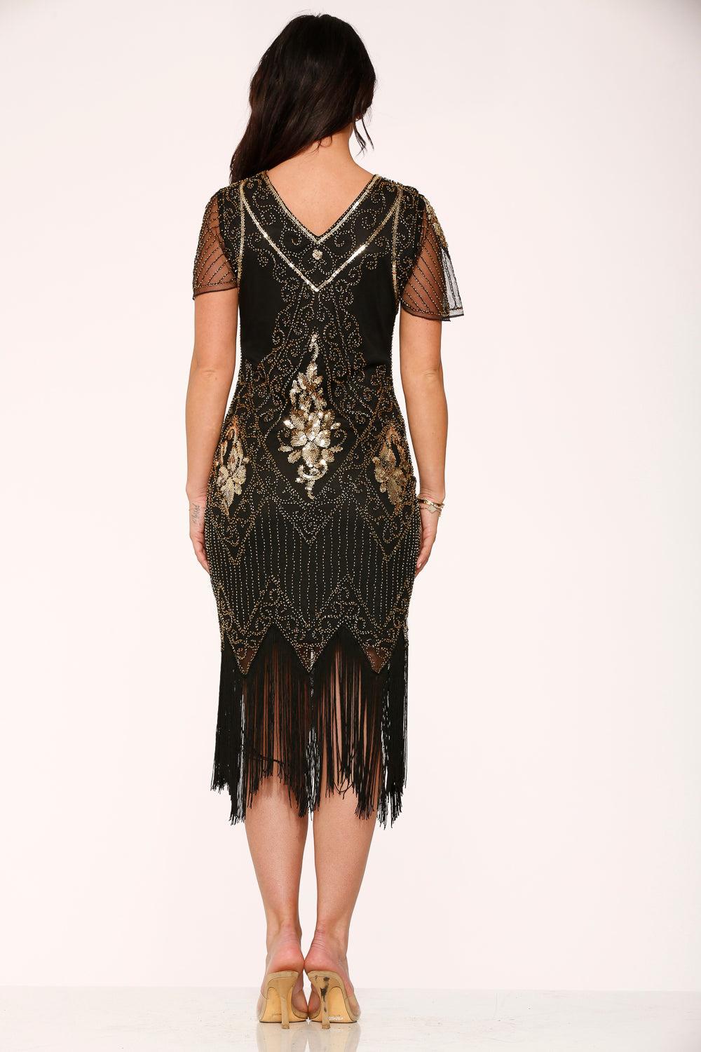 Black & Gold Flapper Dress Product Image