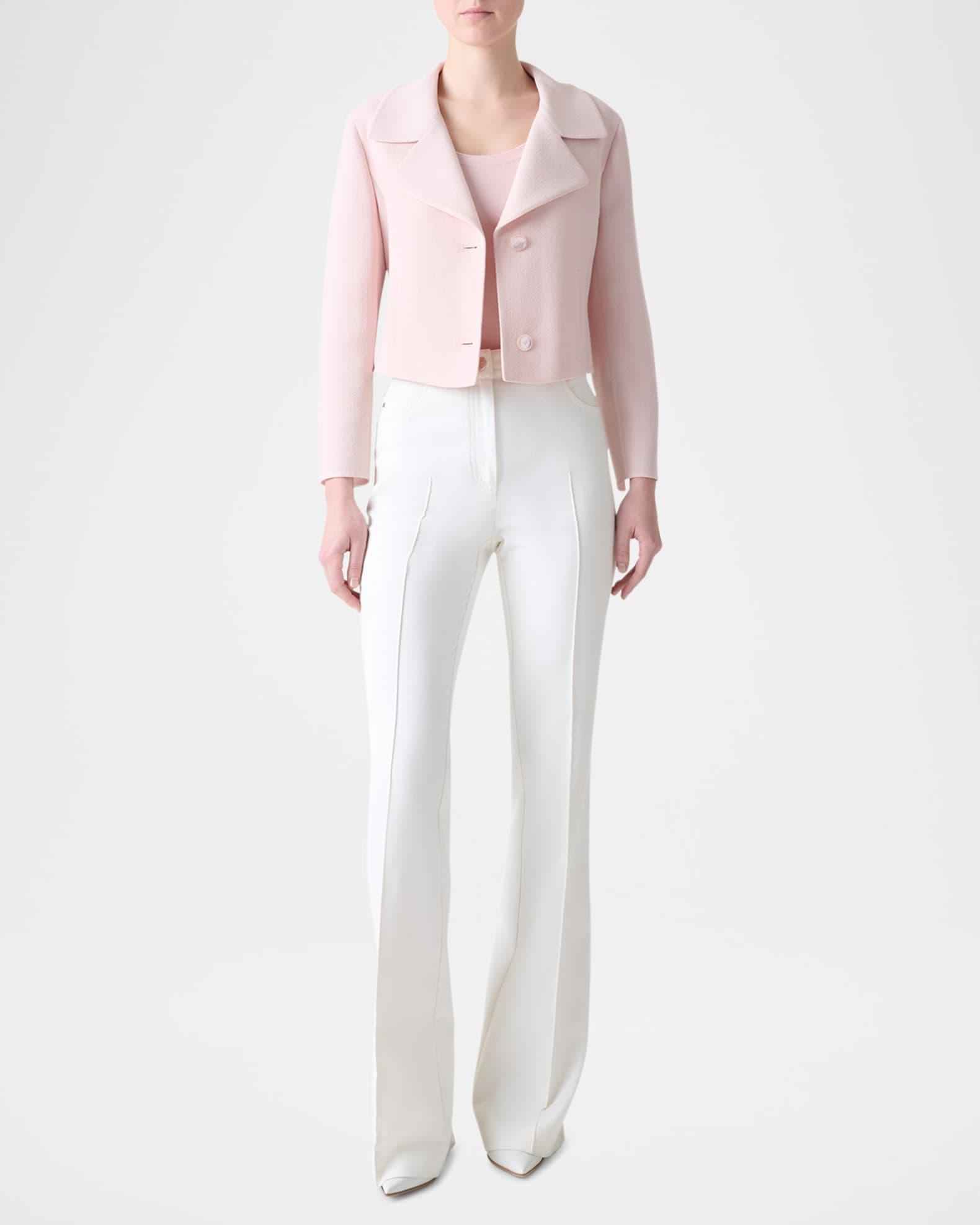 Wide Lapel Single-Breasted Crop Jacket Product Image