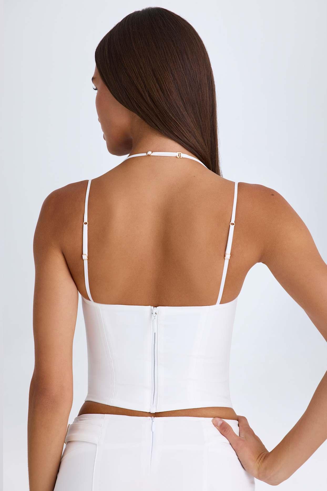 Halterneck Corset Top in White Product Image