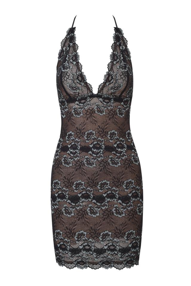 GEM MINI DRESS - BLACK BLUE Product Image