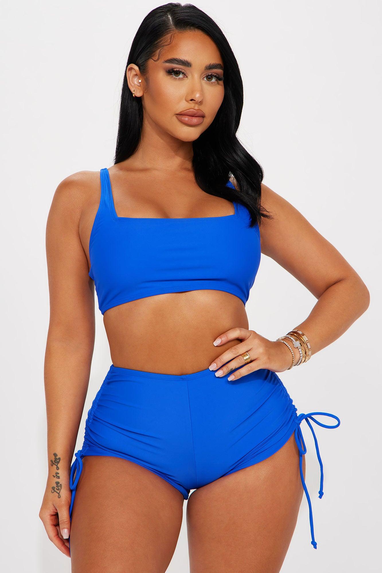 Maui Mix And Match Ruched Side Short Bikini Bottom - Royal Product Image
