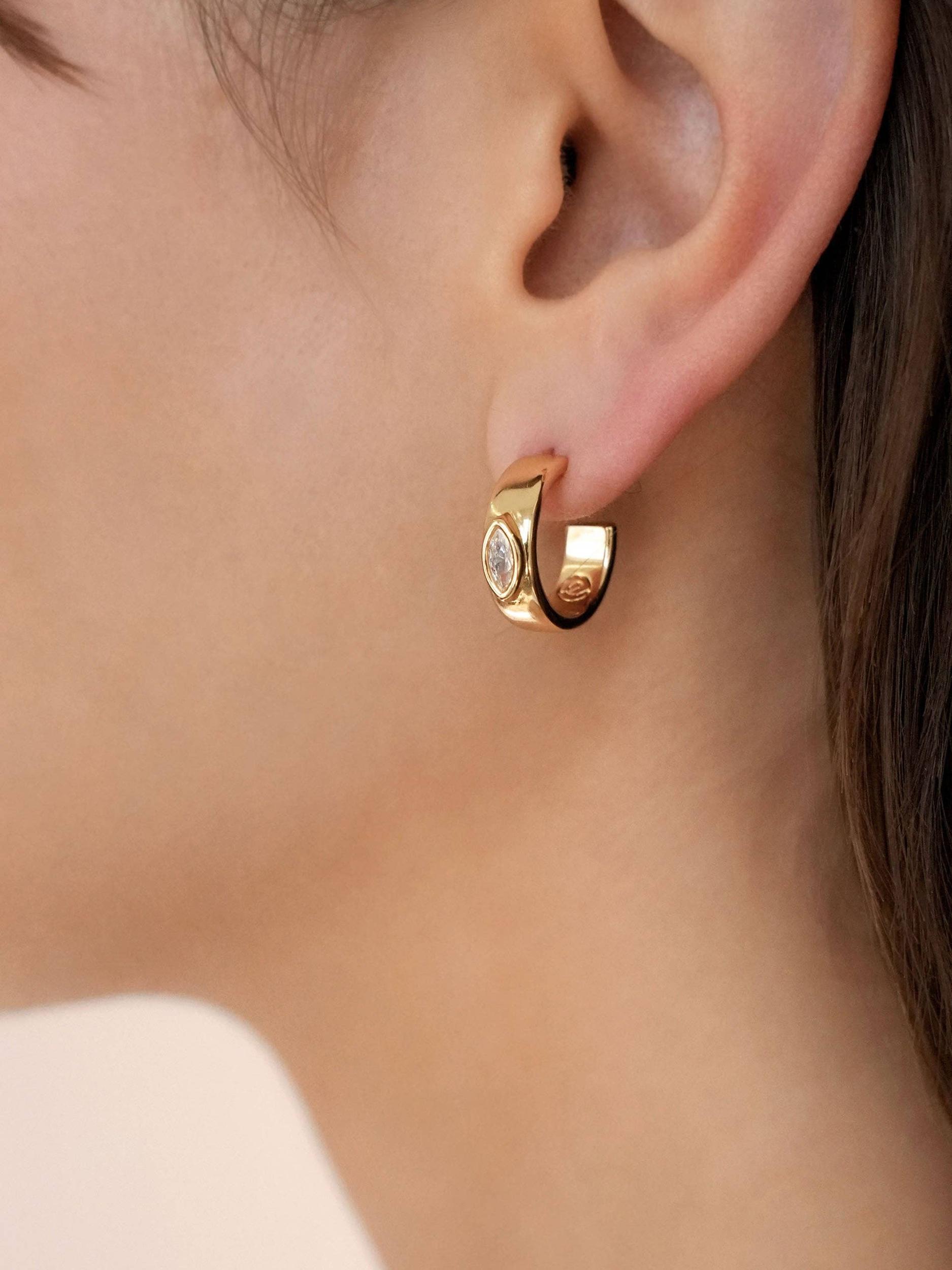 Small Marquise Crystal Hoops Product Image