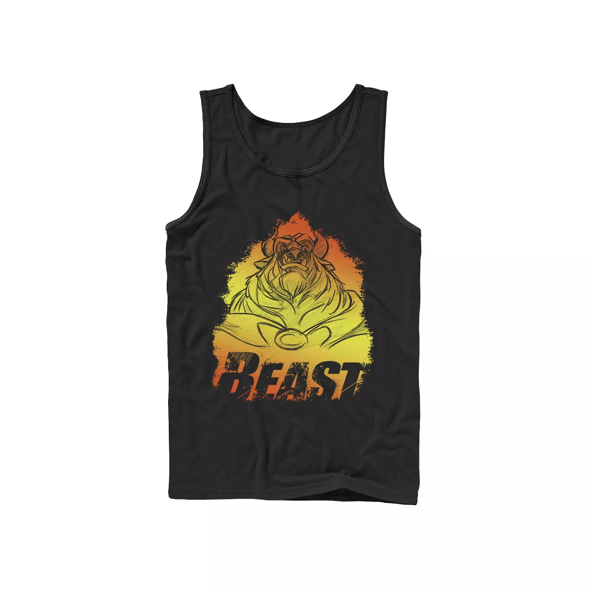 Disney's The Beauty And The Beast Gradient Portrait Men's Tank Top, Size: Large, Black Product Image