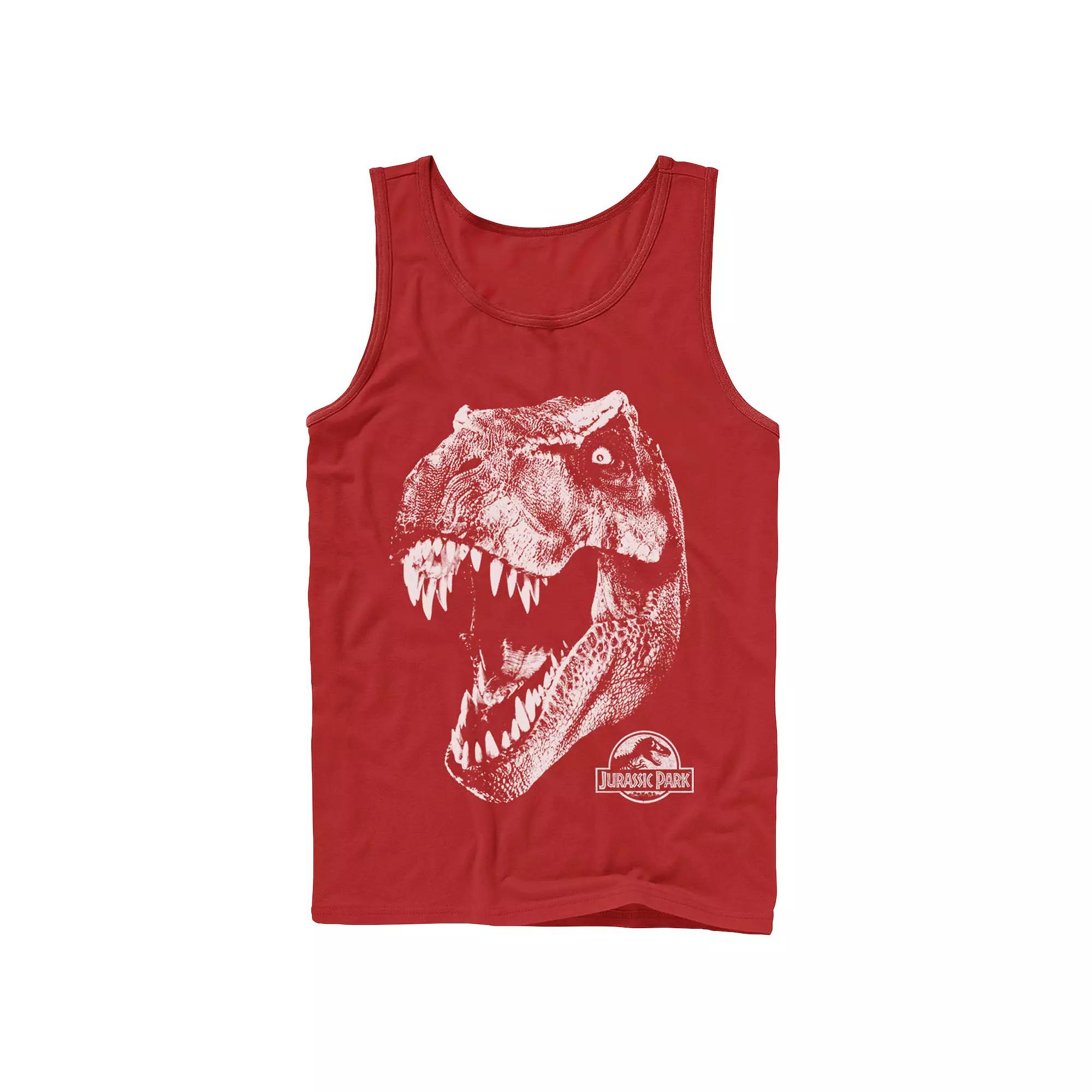Men's Jurassic Park T-Rex White Head Roaring Tank Top,  Product Image
