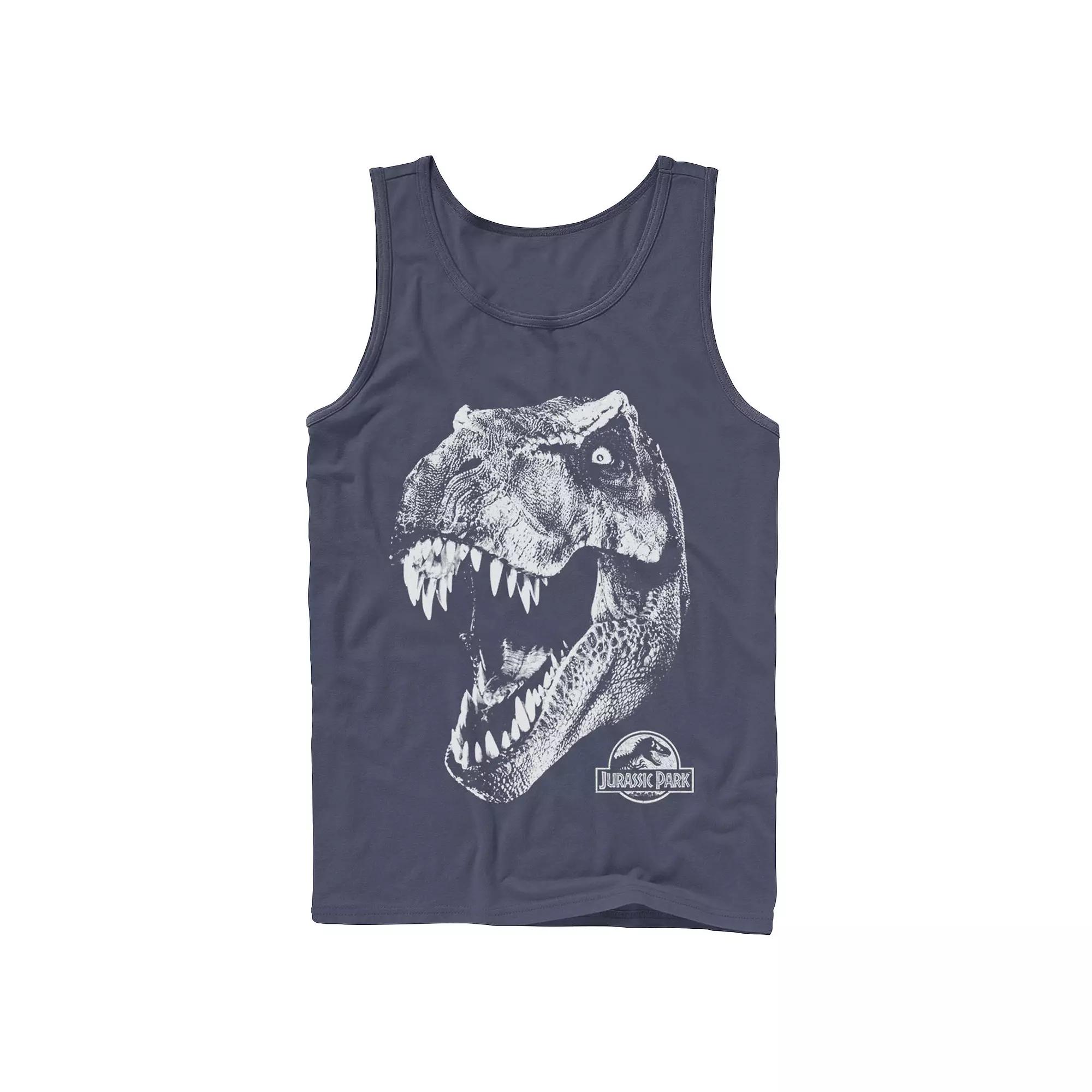 Men's Jurassic Park T-Rex White Head Roaring Tank Top,  Product Image