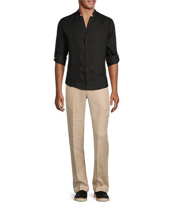 Murano Baird McNutt Linen Classic Fit Mandarin Collar Long Sleeve Woven Shirt Product Image