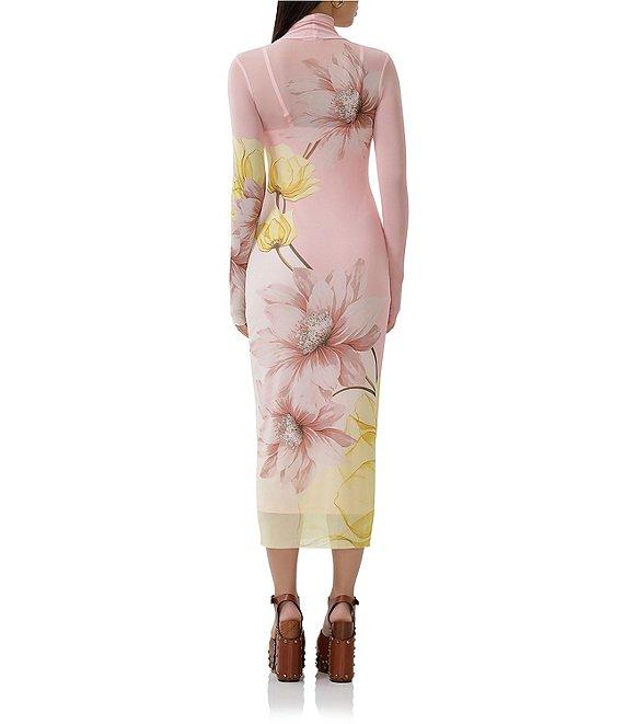 AFRM Shailene Floral Print Turtleneck Long Sleeve Midi Dress Product Image
