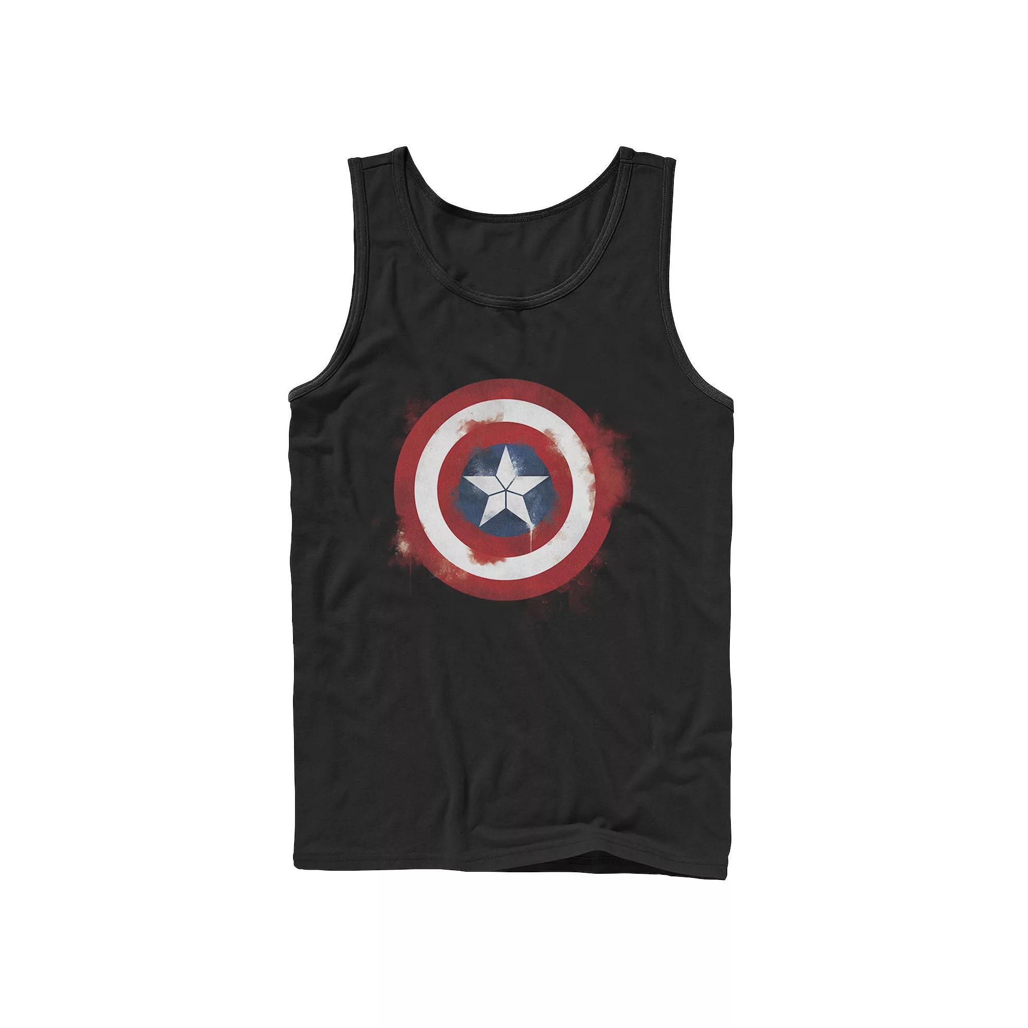 Men's Captain America Smudged Paint Shield Painting Graphic Tank,  Product Image