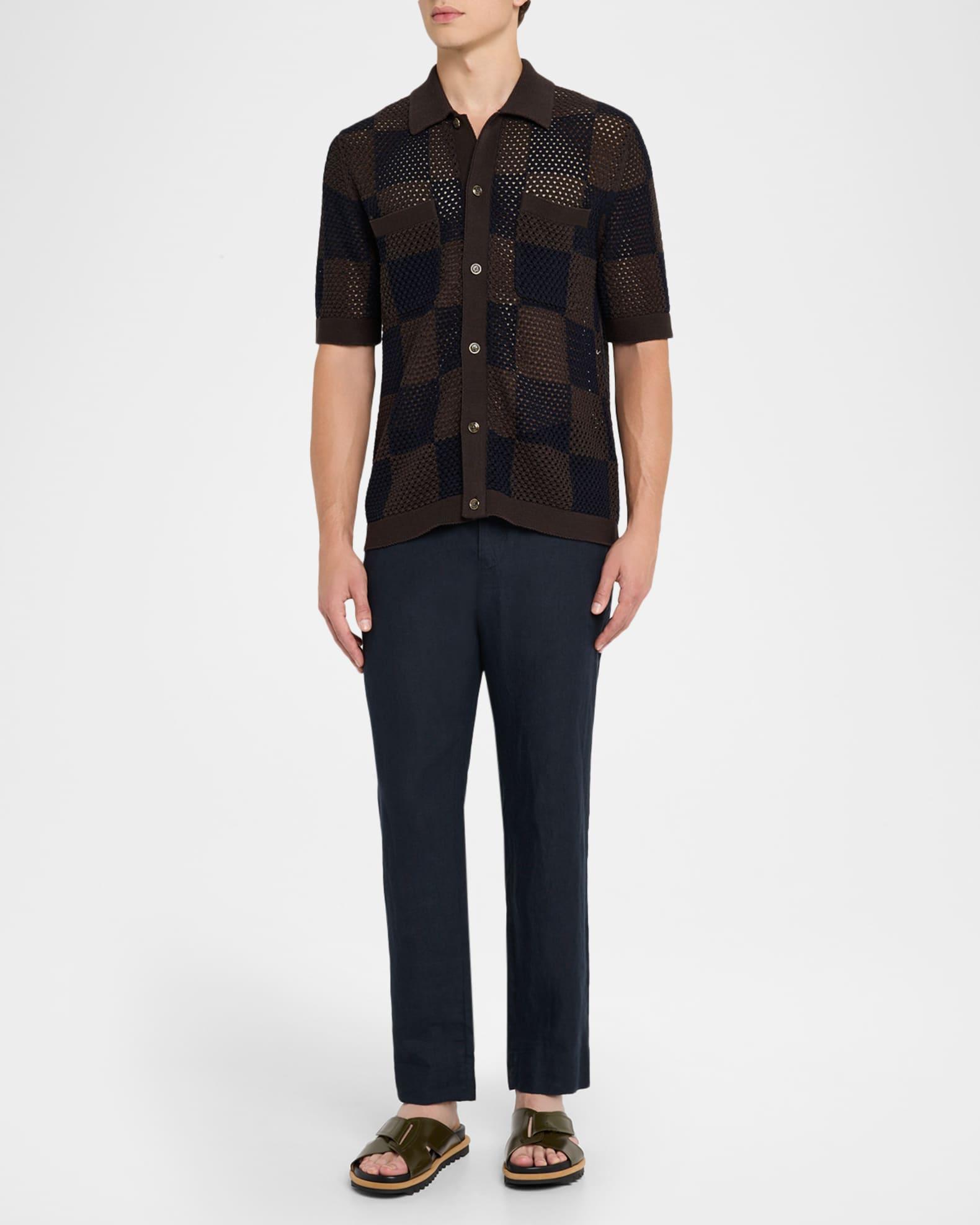 Men's Alfred Checkered Crochet Short-Sleeve Shirt Product Image