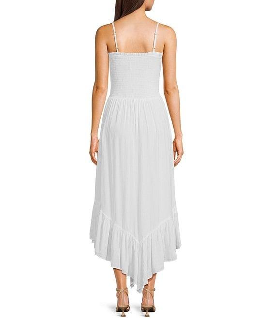 Angie Smocked Bodice Spaghetti Strap High-Low Maxi Dress Product Image
