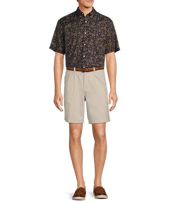 Roundtree & Yorke Big & Tall Short Sleeve Paisley Print Oxford Sport Shirt Product Image