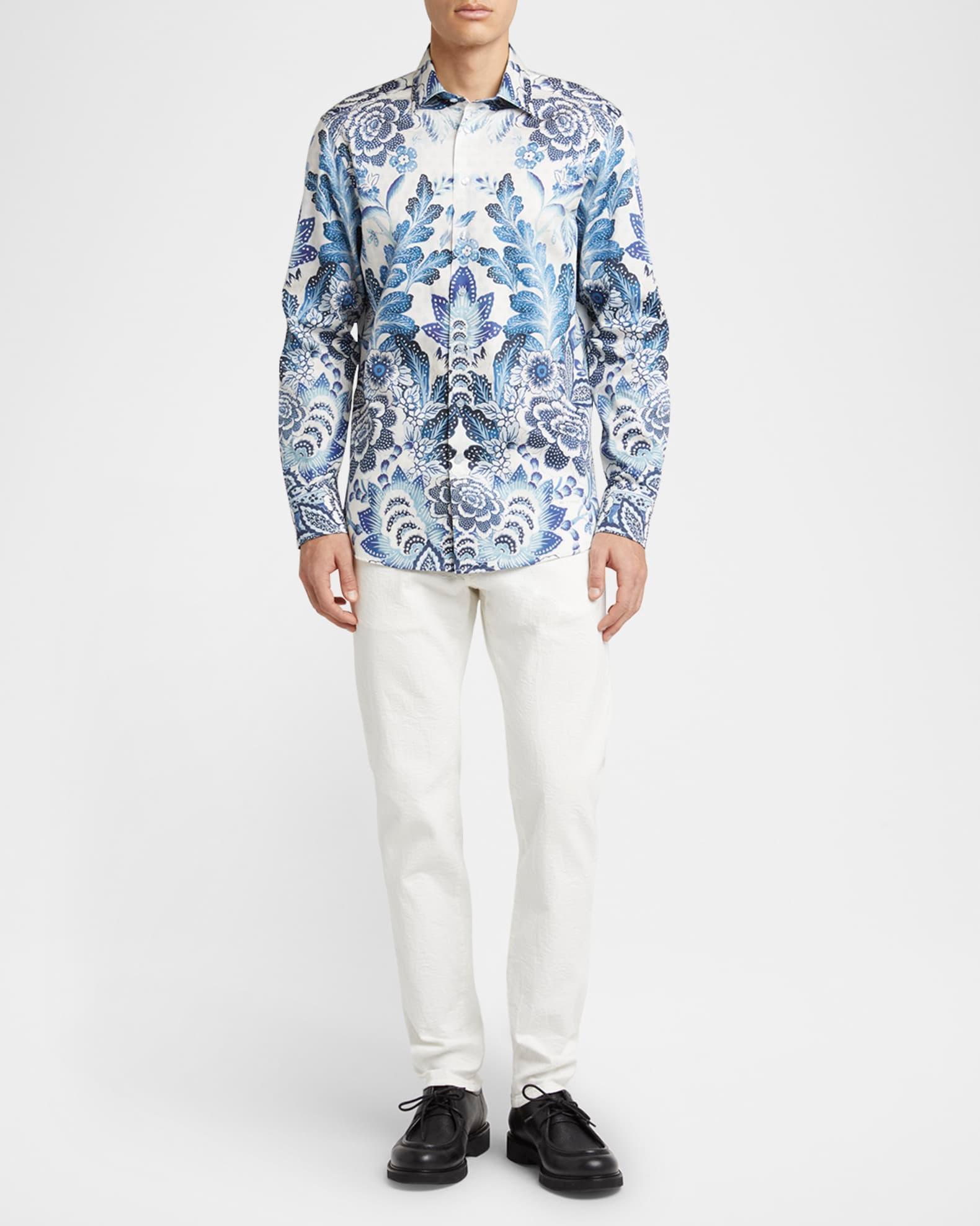 Men's Cotton Abstract Palm Sport Shirt Product Image