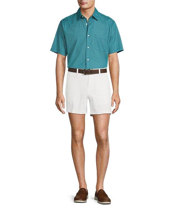 Roundtree & Yorke Short Sleeve Wave Print Poplin Sport Shirt Product Image