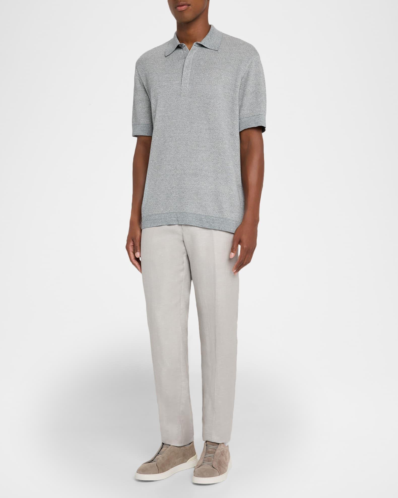 Men's Concealed-Placket Jacquard Polo Shirt Product Image