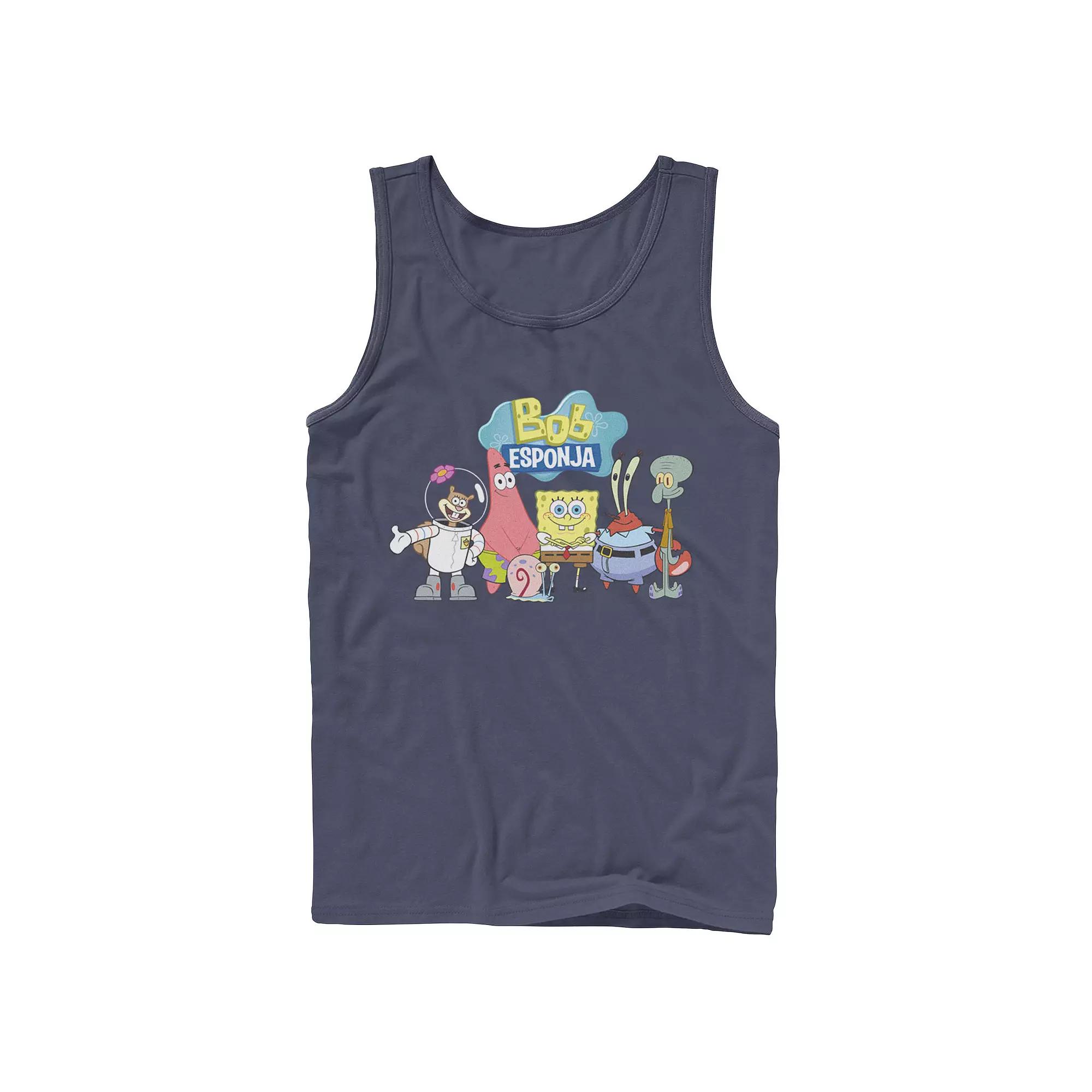 Men's Nickelodeon SpongeBob SquarePants Bob Esponja Happy Group Shot Graphic Tank Top,  Product Image