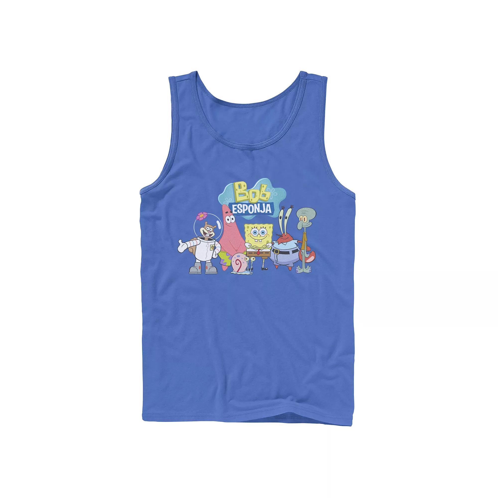 Men's Nickelodeon SpongeBob SquarePants Bob Esponja Happy Group Shot Graphic Tank Top,  Product Image