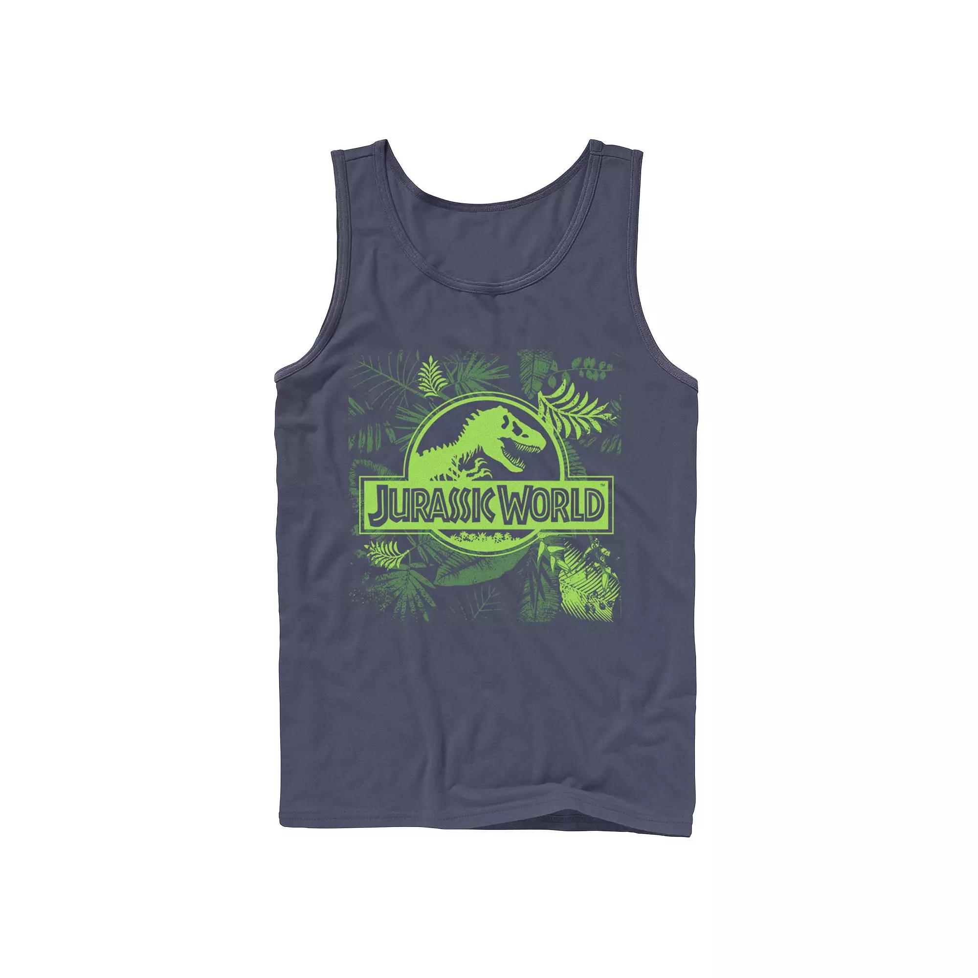 Men's Jurassic World Grey Jungle Classic Logo Tank Top,  Product Image