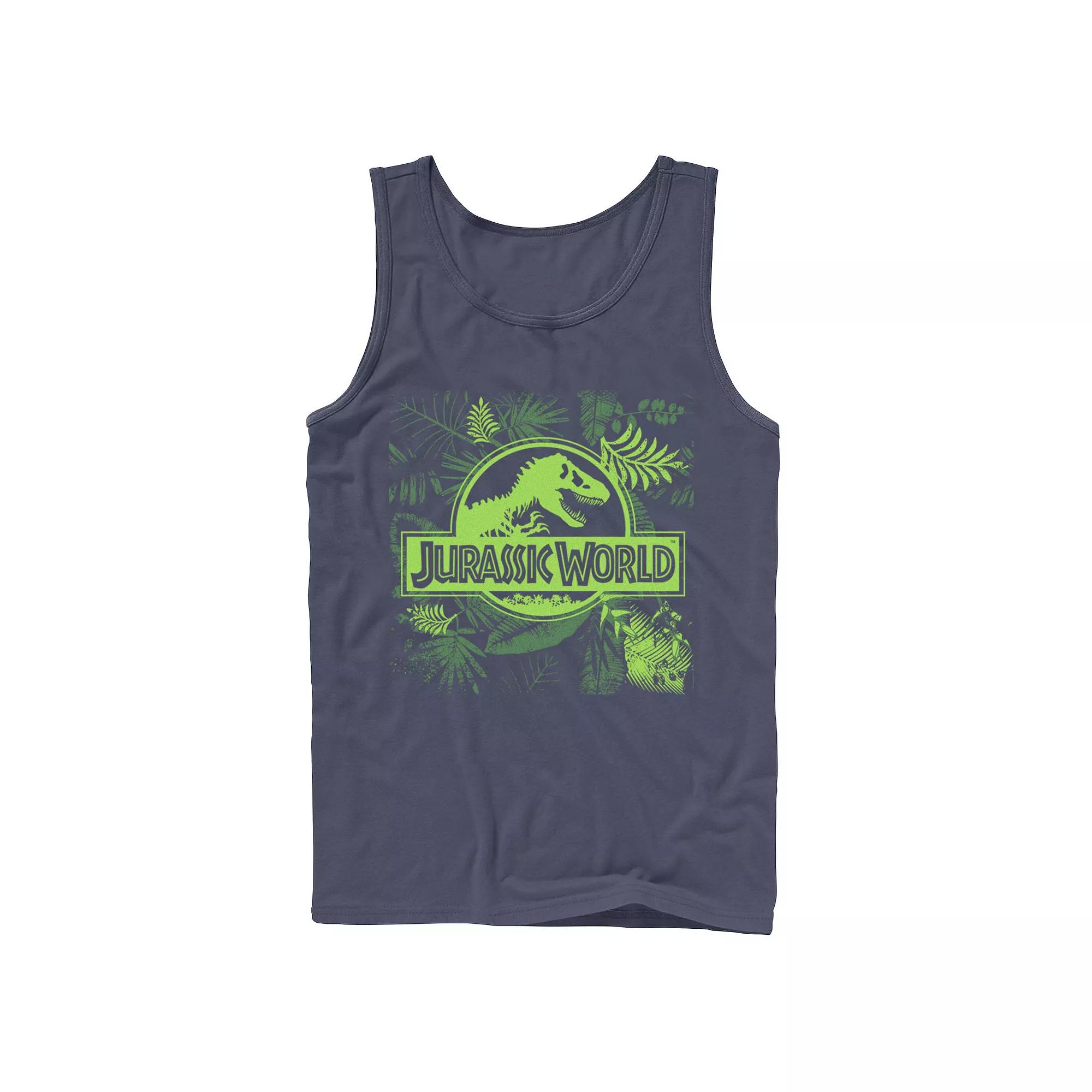 Men's Jurassic World Grey Jungle Classic Logo Tank Top,  Product Image