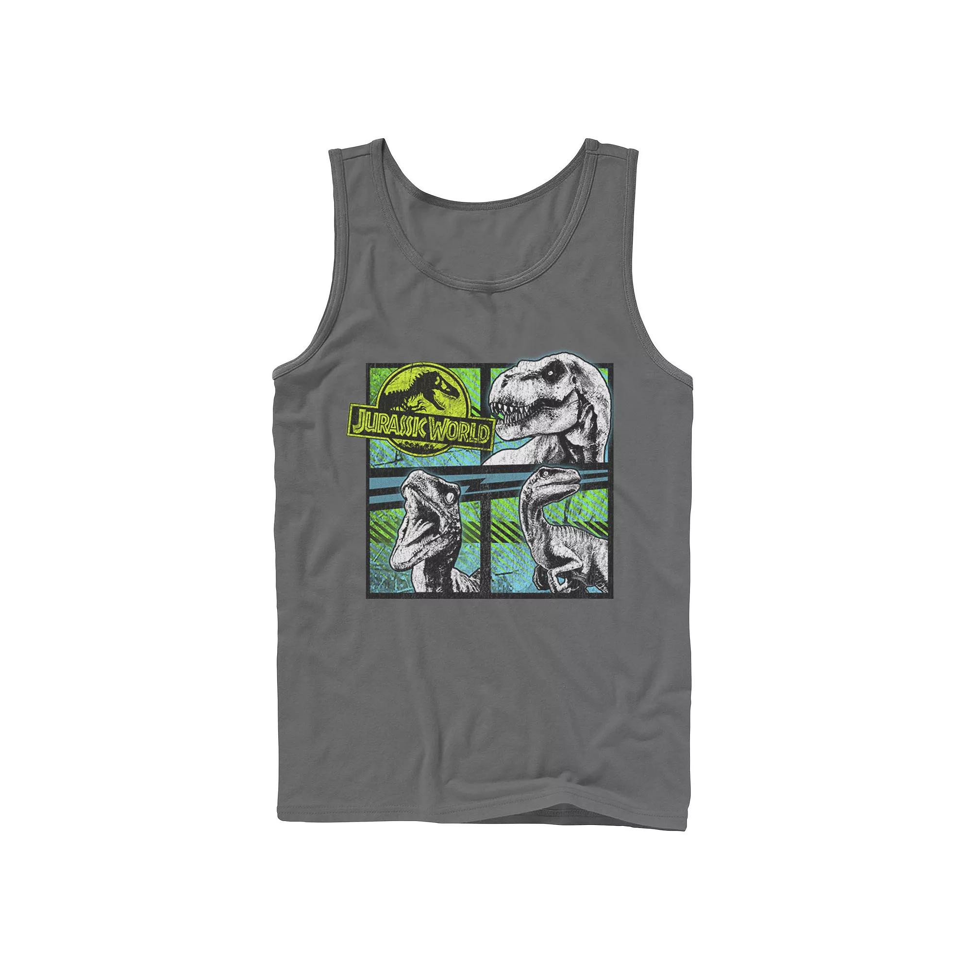 Men's Jurassic World Dinosaurs Group Of 3 Neon Graphic Tank Top,  Product Image