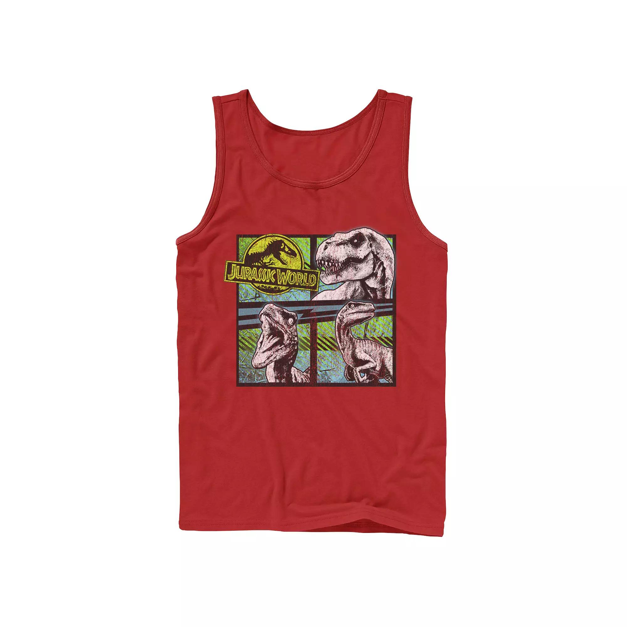 Men's Jurassic World Dinosaurs Group Of 3 Neon Graphic Tank Top,  Product Image