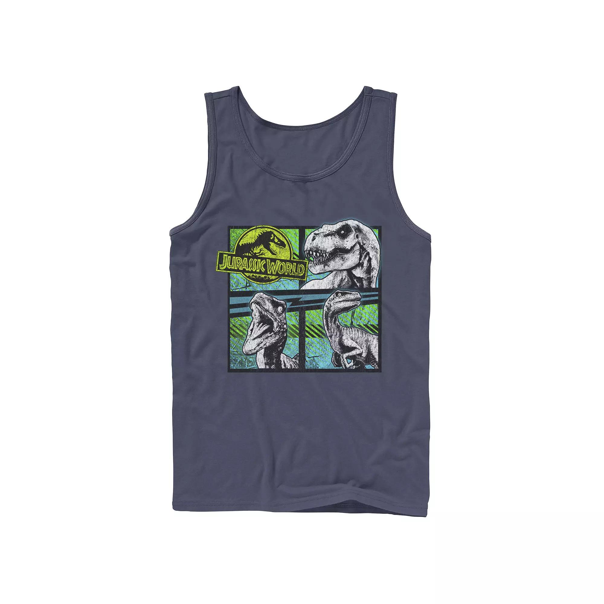 Men's Jurassic World Dinosaurs Group Of 3 Neon Graphic Tank Top,  Product Image