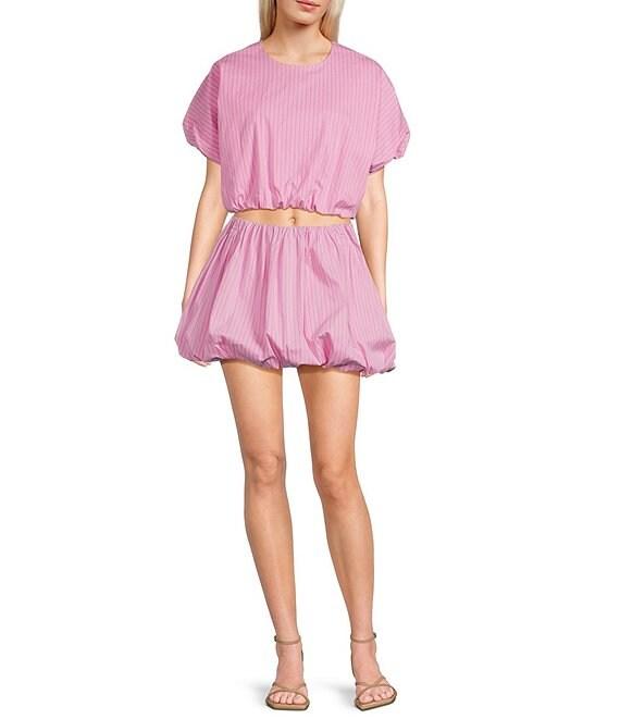 GB Striped Poplin Bubble Coordinating Mini Skirt Product Image