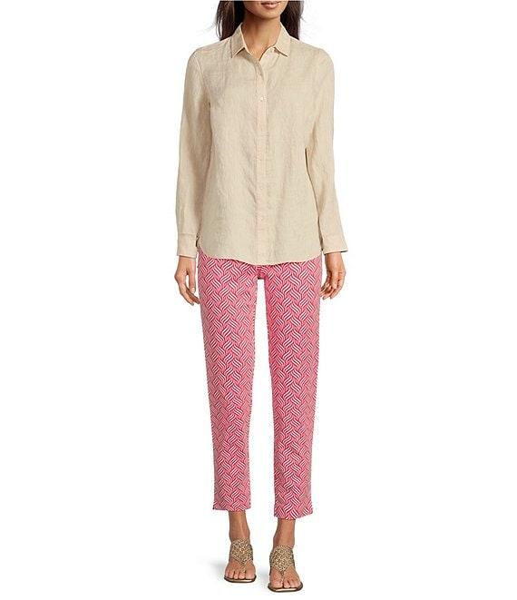 J.McLaughlin Catalina Cloth Printed Flat Front Pull On Capri Pants Product Image