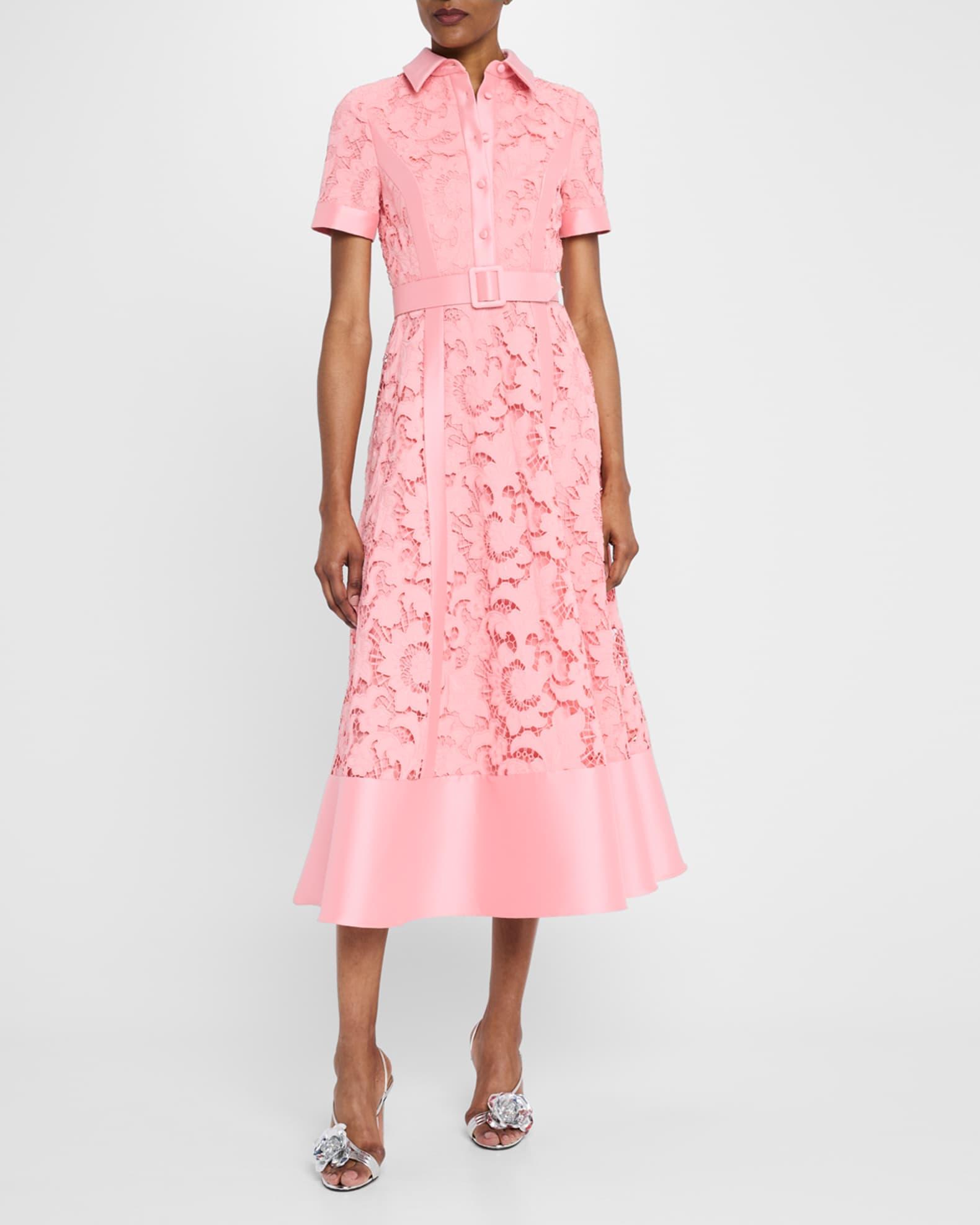 Embroidered Floral Lace Midi Dress Product Image