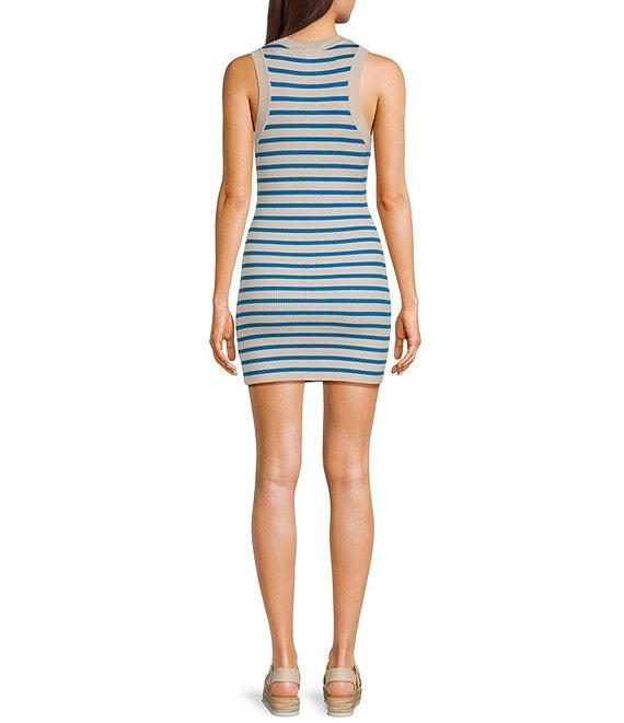 Signature 8 Crew Neck Sleeveless Stripe Knit Mini Dress Product Image