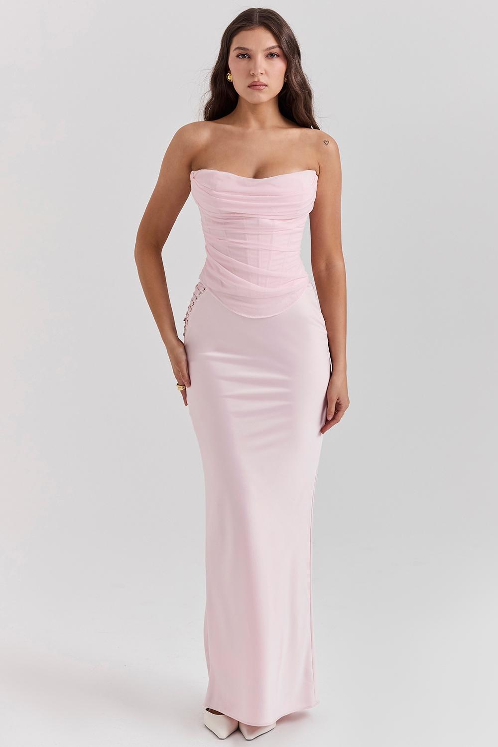 Giuliana  ballerina pink satin maxi skirt Product Image