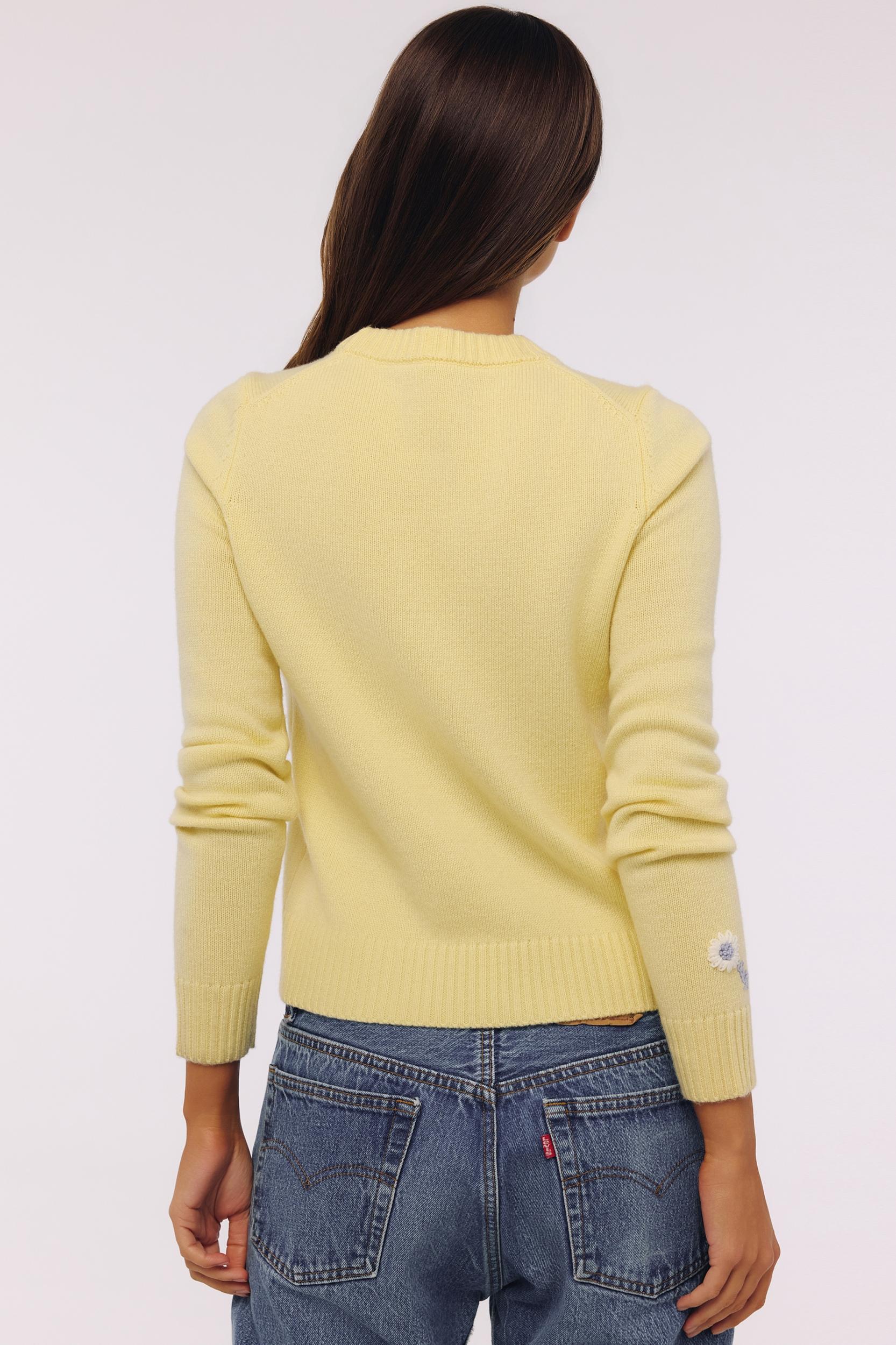 Abbie  lemon merino wool + cashmere crew neck sweater Product Image