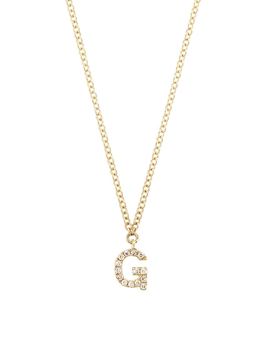 Womens 14K Yellow Gold & 0.03 TCW Diamond Initial Pendant Necklace Product Image