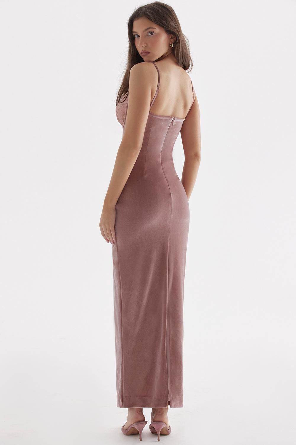 Azalea  soft pink velvet midi dress Product Image