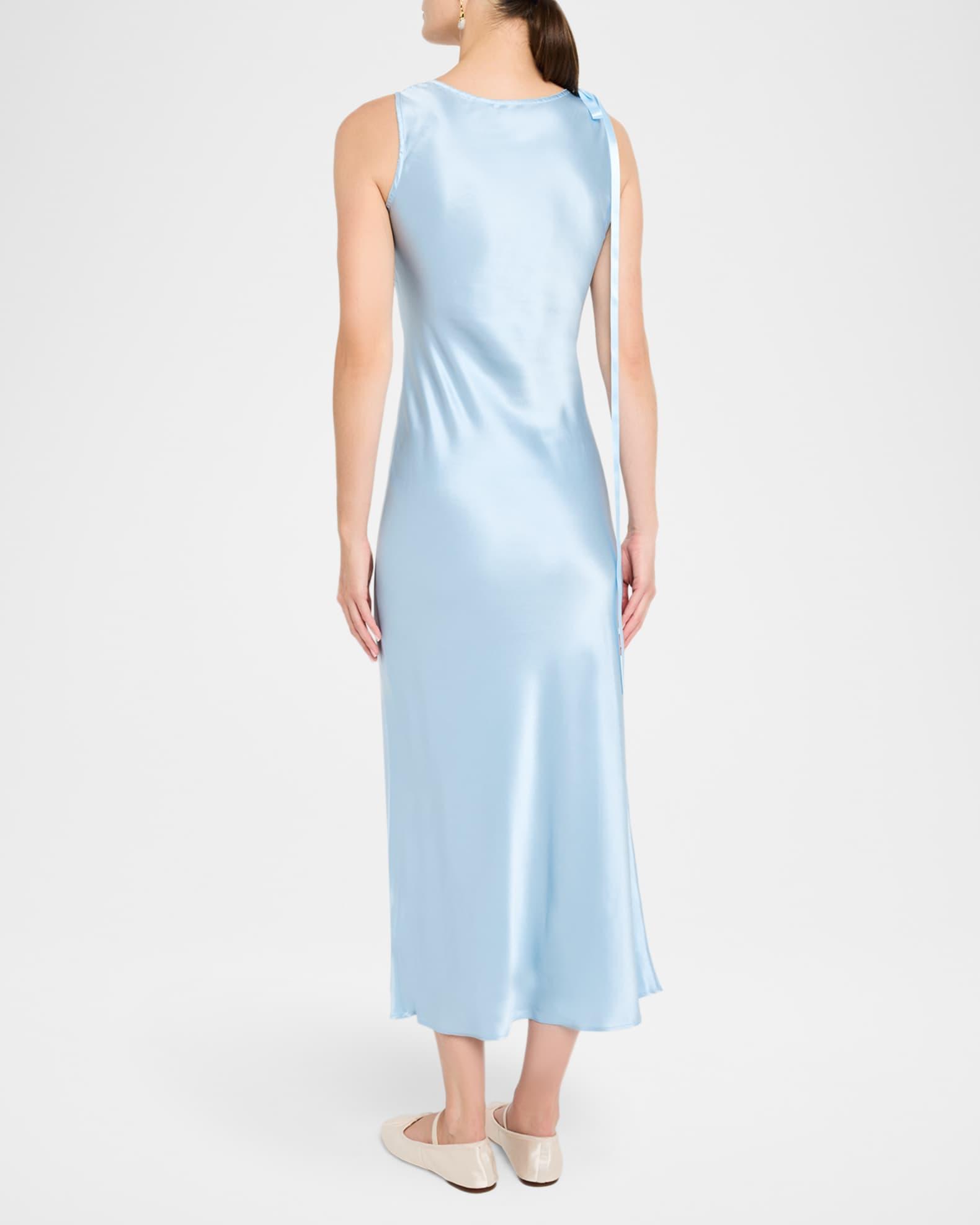 Scoop-Neck Satin Maxi Camisole Dress Product Image